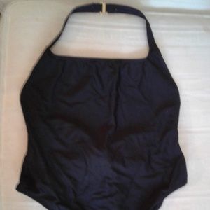 Black Woman's Tank Swimsuit with Shirred Back
